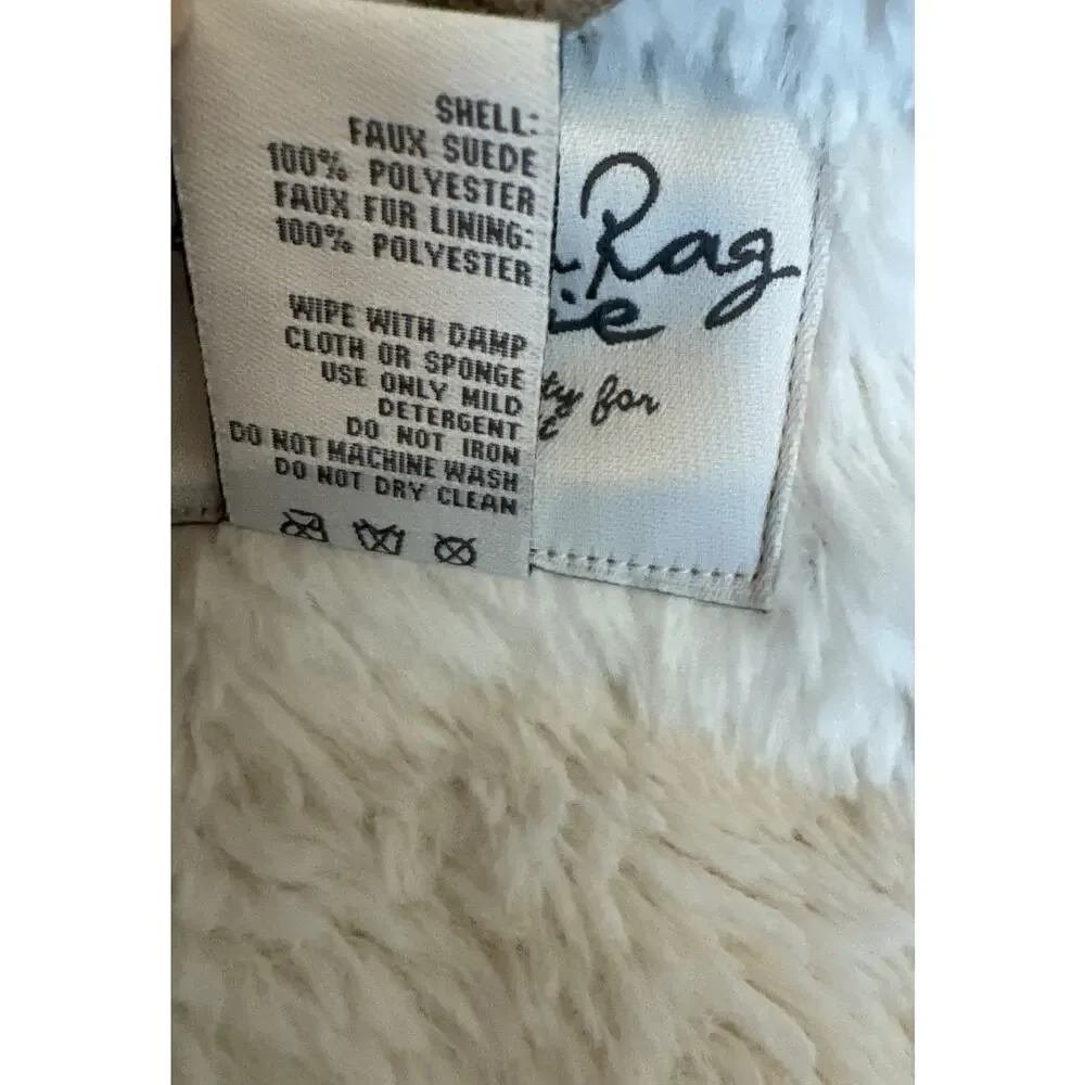 American Rag Cie Camel Brown Faux Suede,Faux Fur Lined Vest Size S